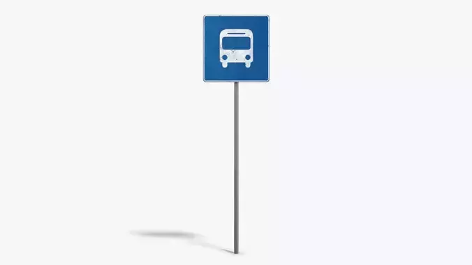 Bus Stop Sign Low-poly 3D model