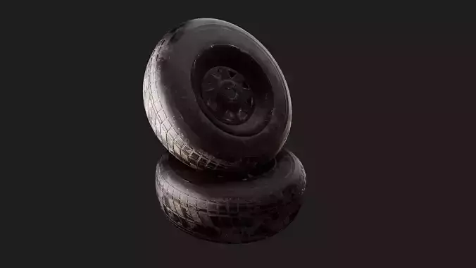 old dirty wheel with tyre and rim 3d model