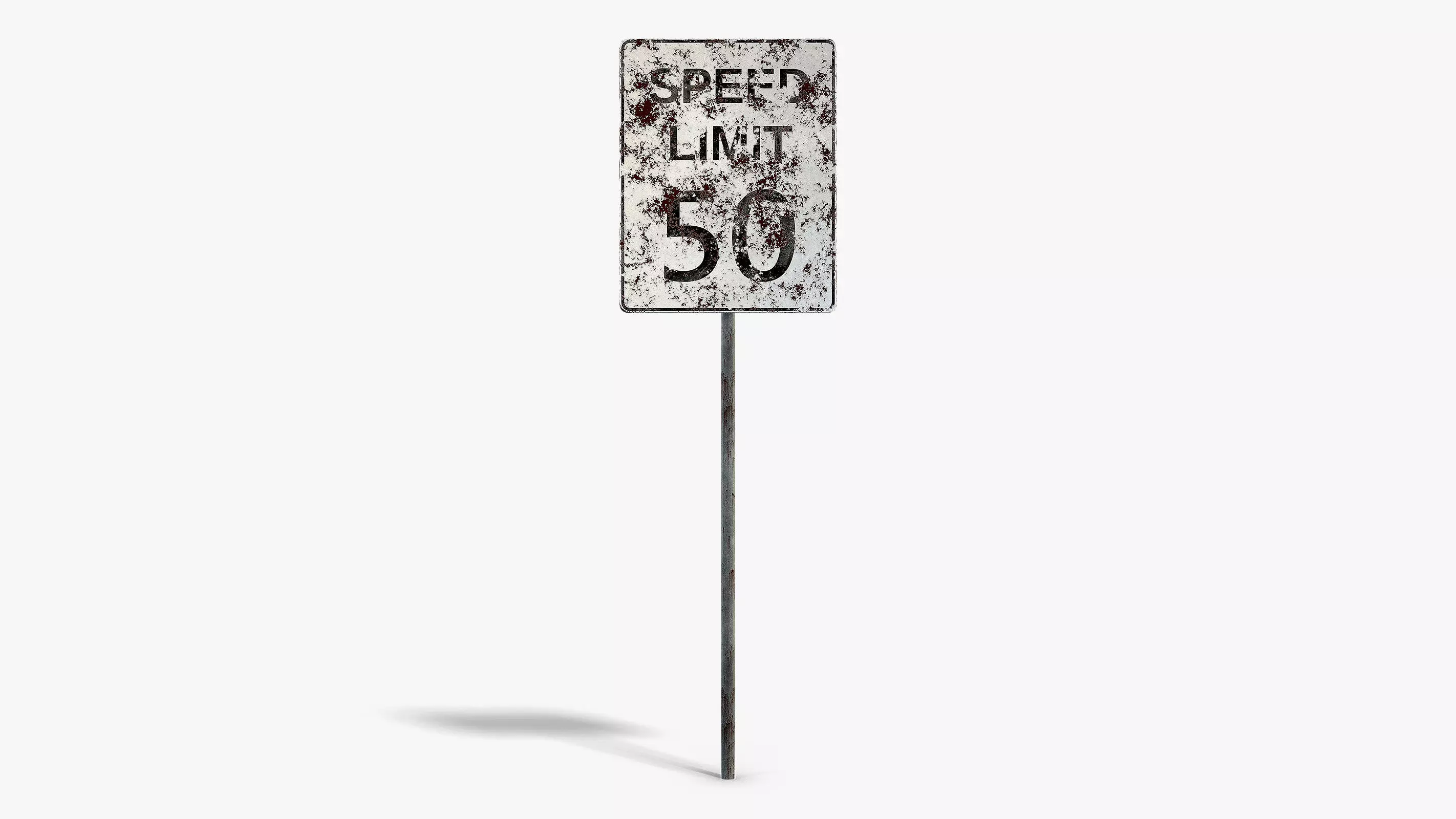 Damaged Speed Limit Sign Low-poly 3D model_0