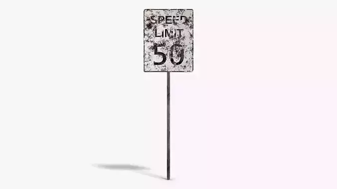 Damaged Speed Limit Sign Low-poly 3D model