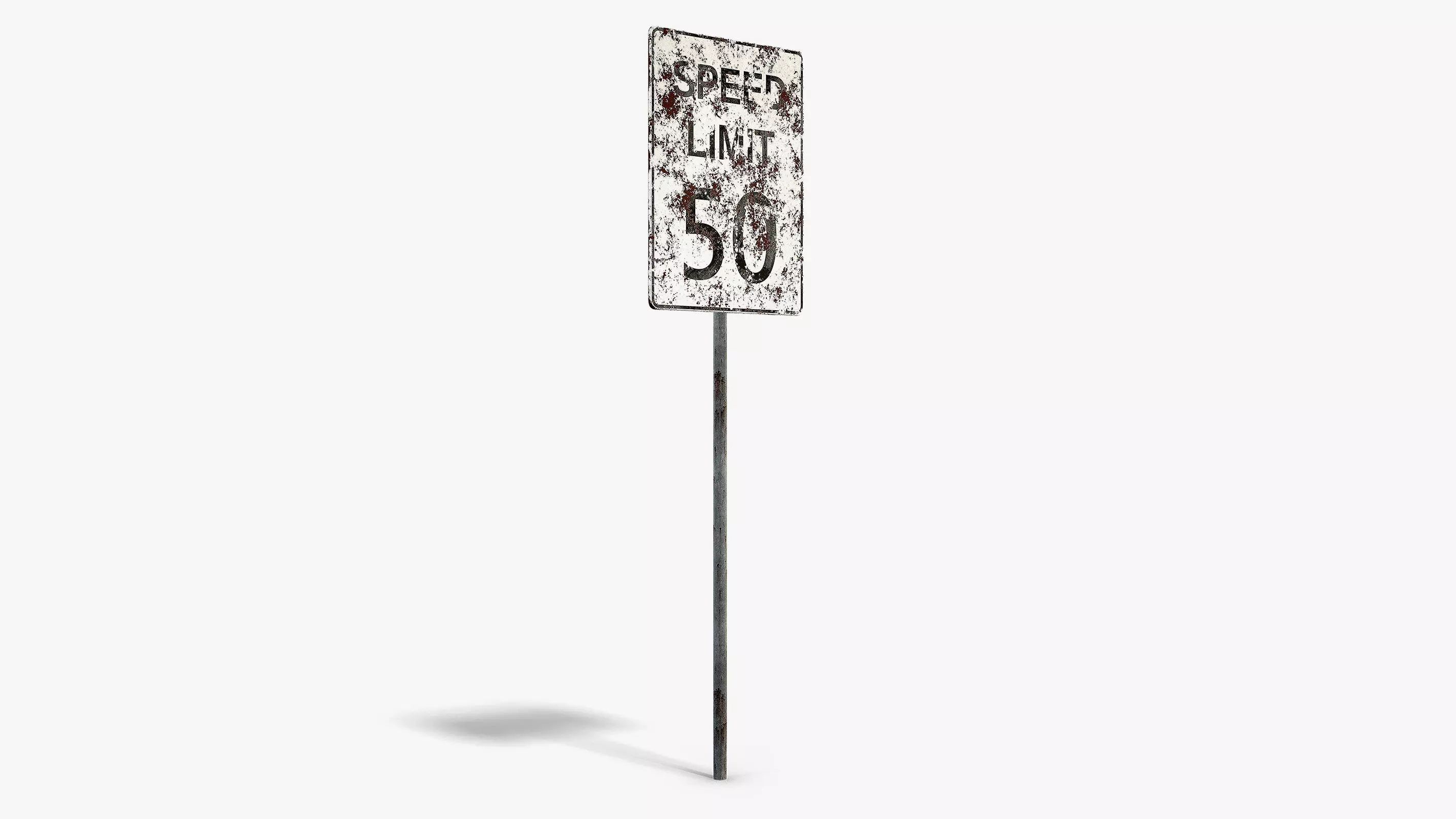 Damaged Speed Limit Sign Low-poly 3D model_1