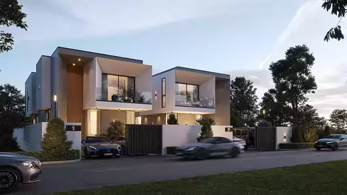 Townhouses  exterior 3d scene 3D model 3D print model