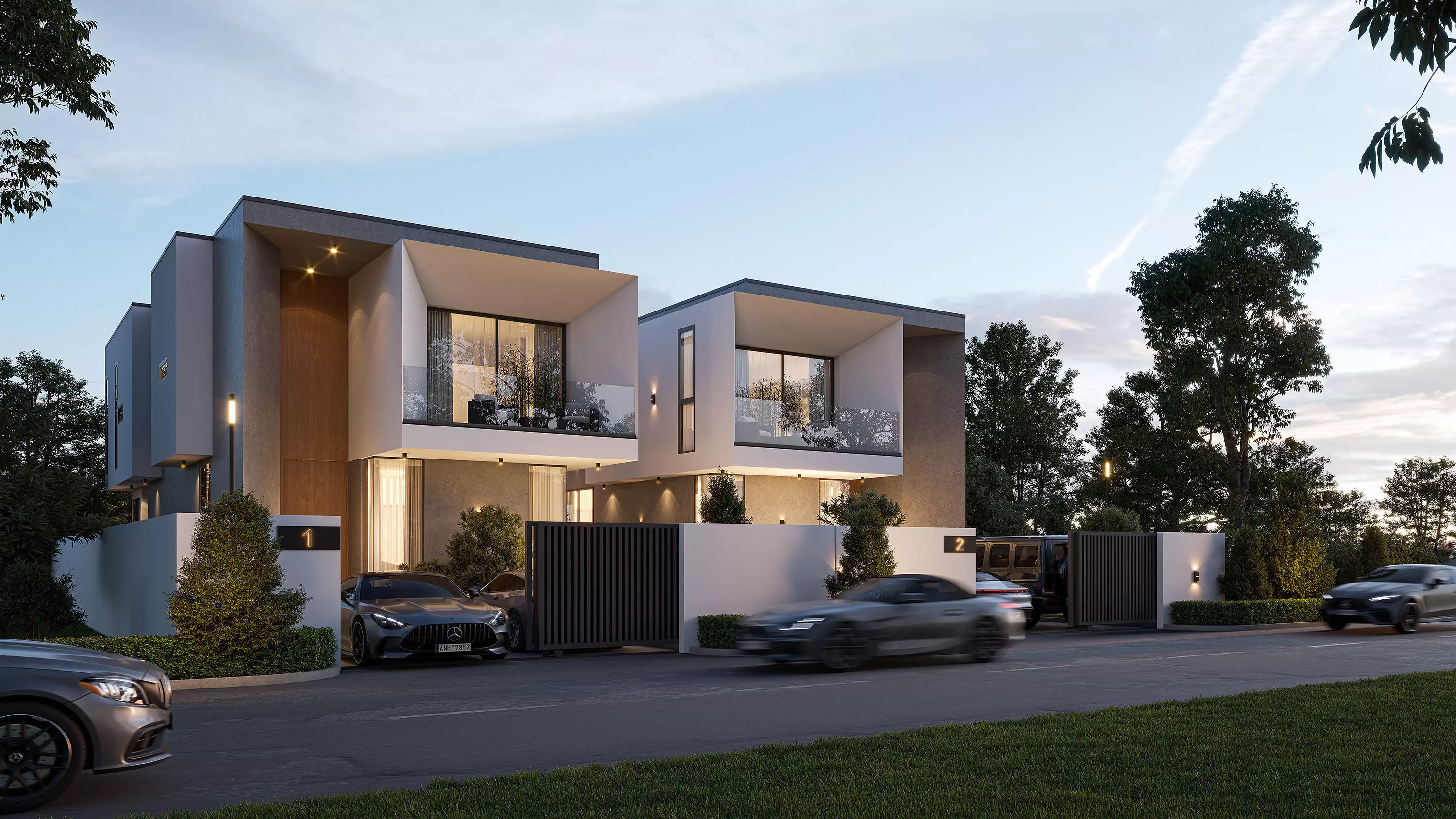 Townhouses  exterior 3d scene 3D model 3D print model_0