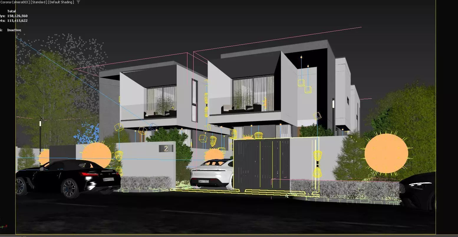 Townhouses  exterior 3d scene 3D model 3D print model_4