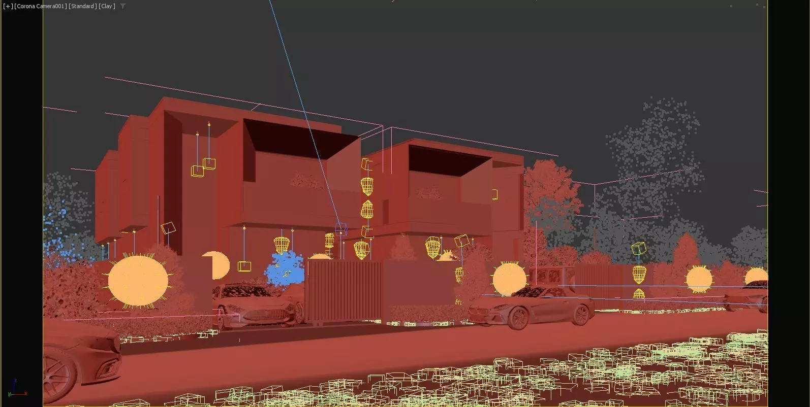 Townhouses  exterior 3d scene 3D model 3D print model_11