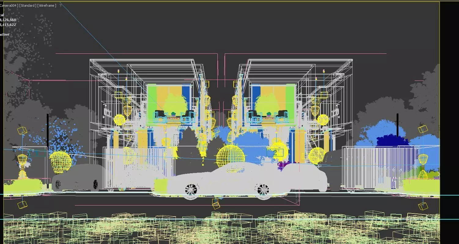 Townhouses  exterior 3d scene 3D model 3D print model_9