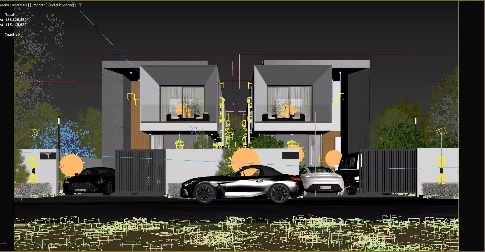 Townhouses  exterior 3d scene 3D model 3D print model_5