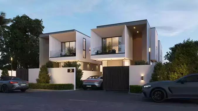 Townhouses  exterior 3d scene 3D model 3D print model 7