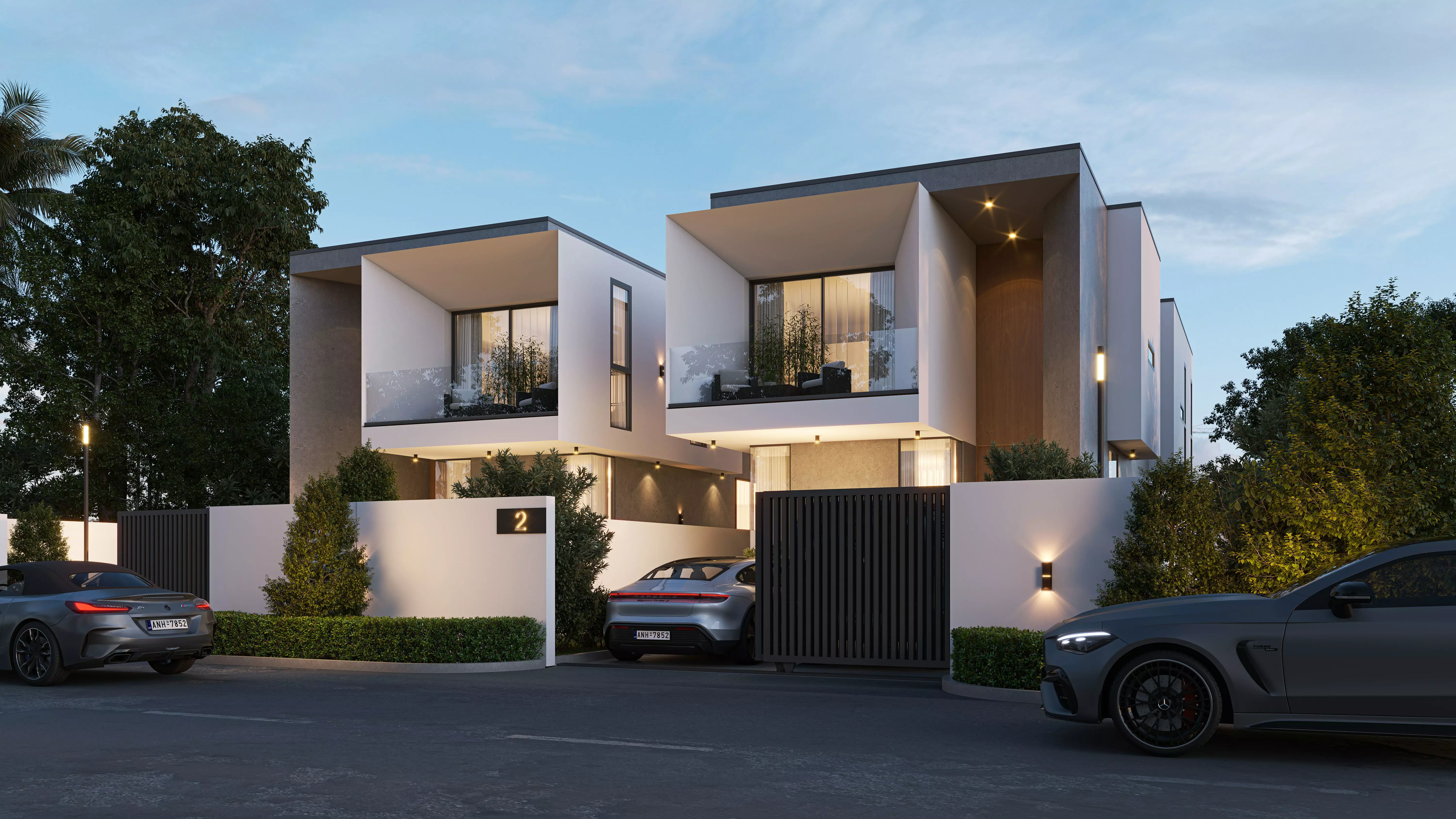 Townhouses  exterior 3d scene 3D model 3D print model_6