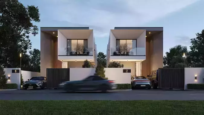 Townhouses  exterior 3d scene 3D model 3D print model 3