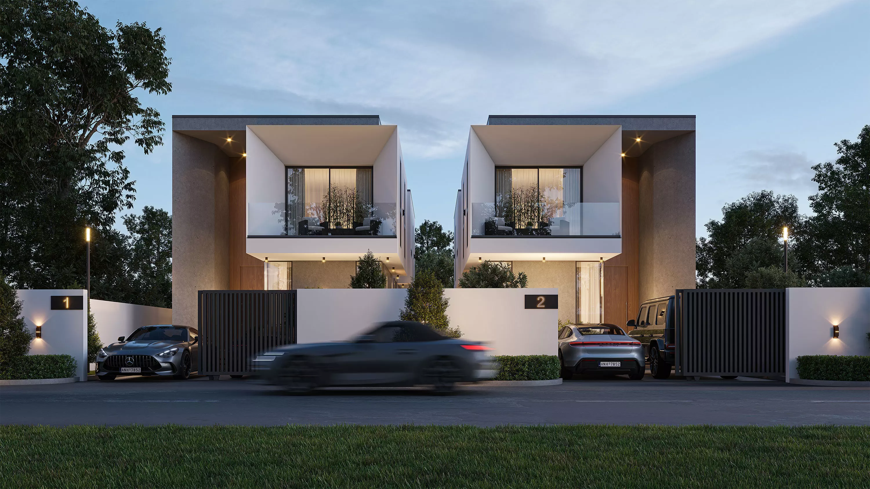 Townhouses  exterior 3d scene 3D model 3D print model_2