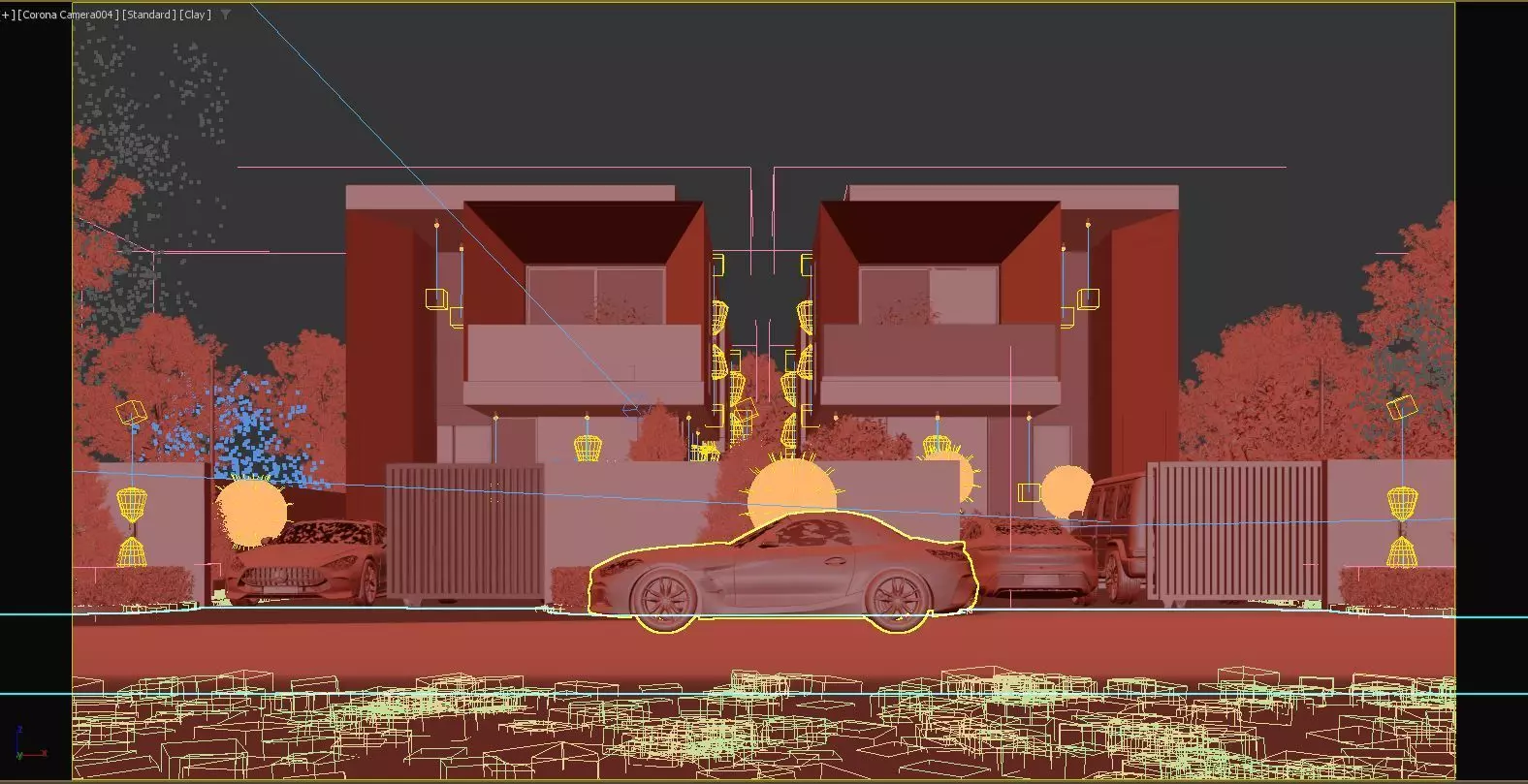 Townhouses  exterior 3d scene 3D model 3D print model_12