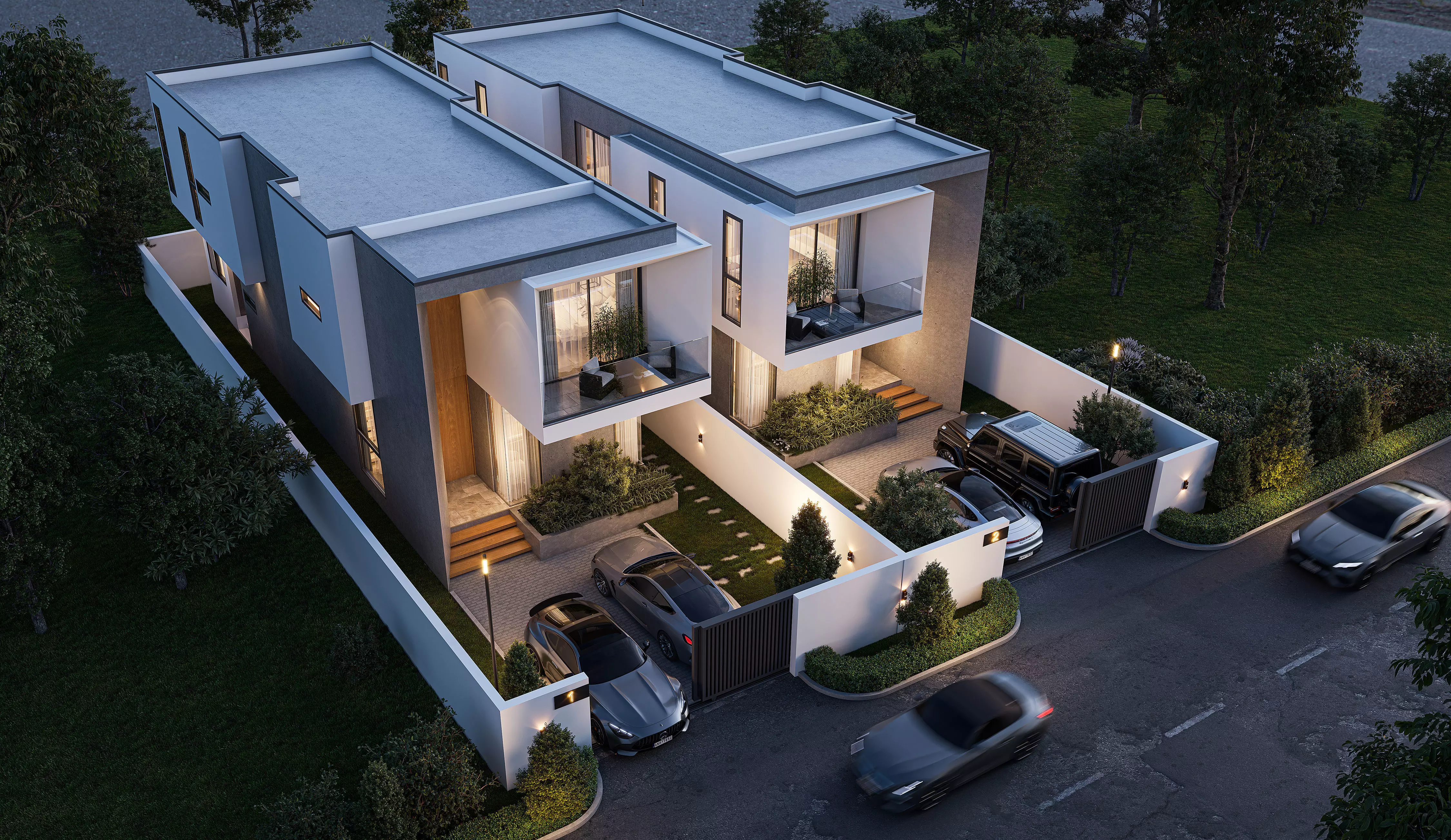 Townhouses  exterior 3d scene 3D model 3D print model_1