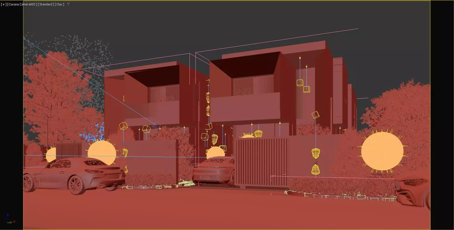 Townhouses  exterior 3d scene 3D model 3D print model_10