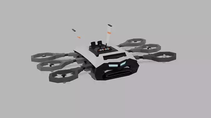 Low Poly 3d Stylized Drone Low-poly 3D model