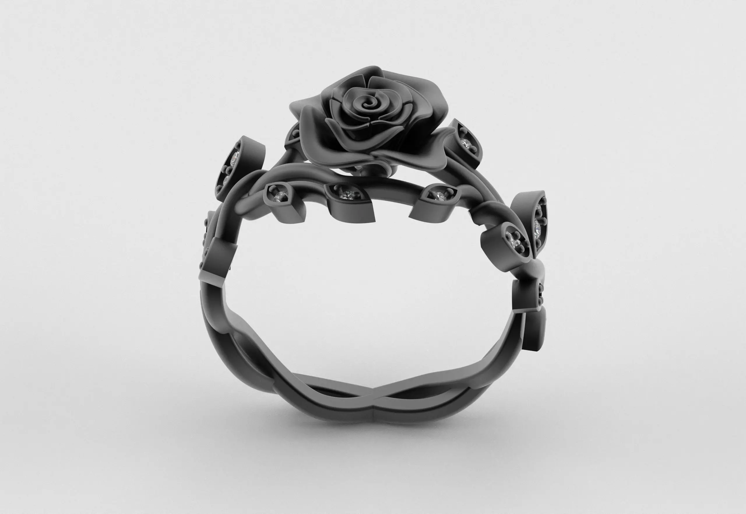 Rose Crown Ring Elegance in Full Flower 3D print model_4