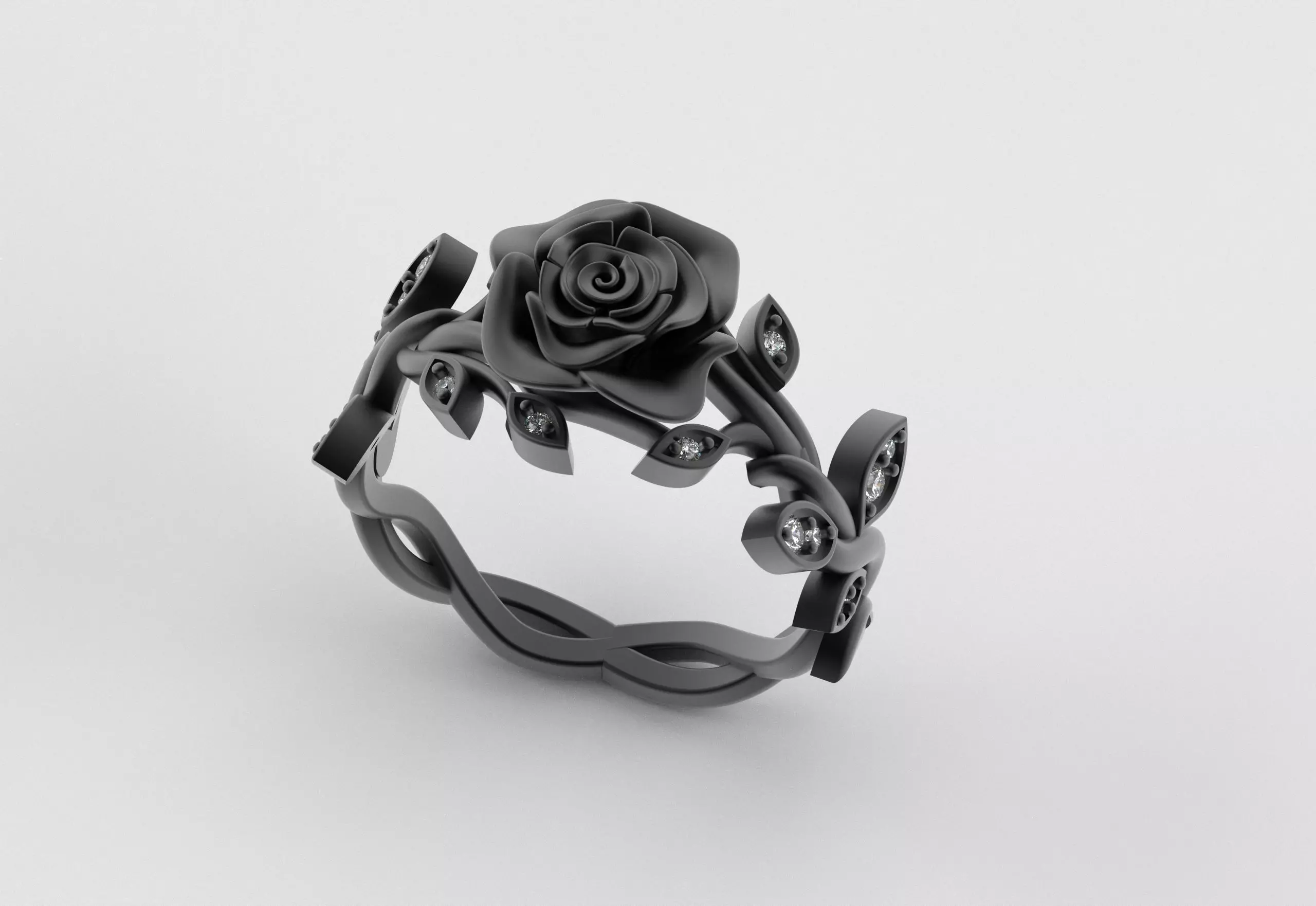 Rose Crown Ring Elegance in Full Flower 3D print model_9