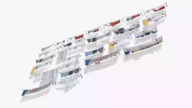 Clothes hanging on a clothesline Low-poly 3D model 6