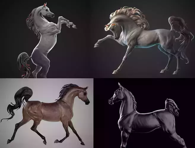 4 Arabian horse I 3D Sculpting 3D Model Collection