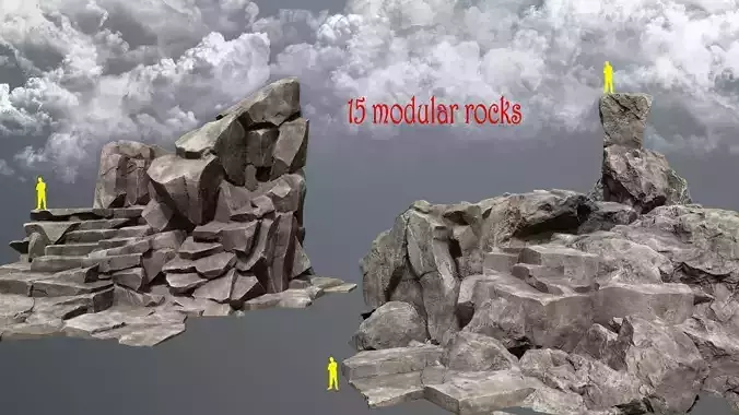 desert rocks  Low-poly 3D model