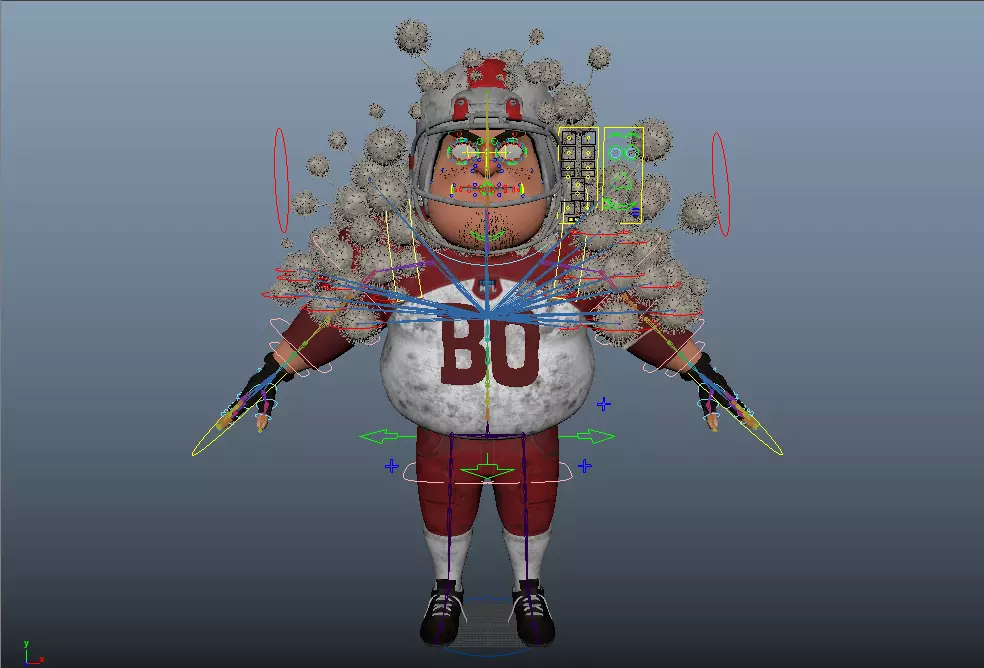 Stylized American Football Player Infected with Virus Rigged 3D 3D model_1