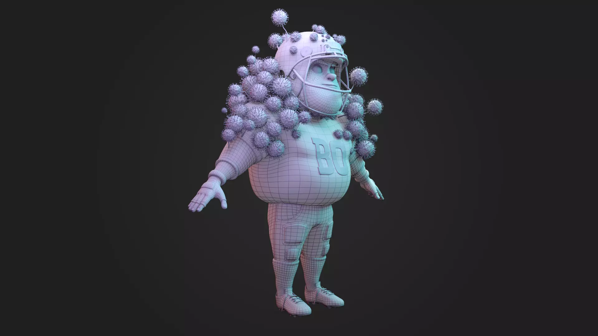 Stylized American Football Player Infected with Virus Rigged 3D 3D model_11