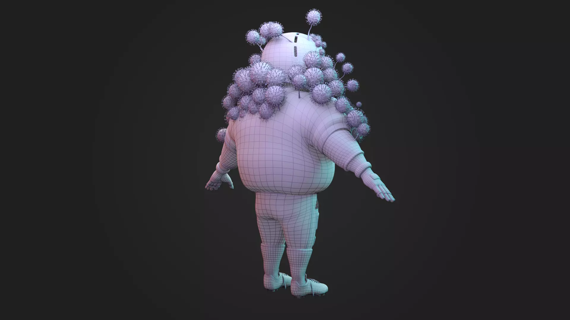 Stylized American Football Player Infected with Virus Rigged 3D 3D model_8