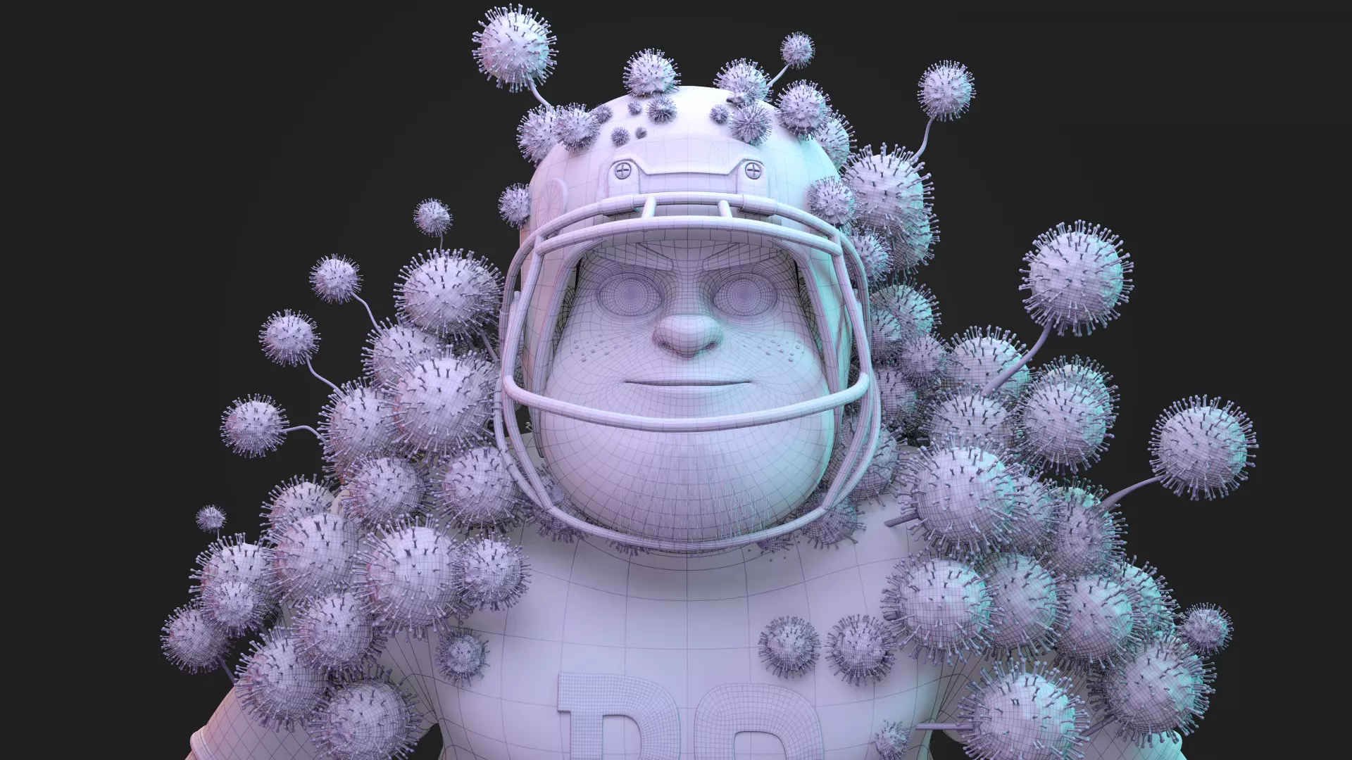 Stylized American Football Player Infected with Virus Rigged 3D 3D model_9
