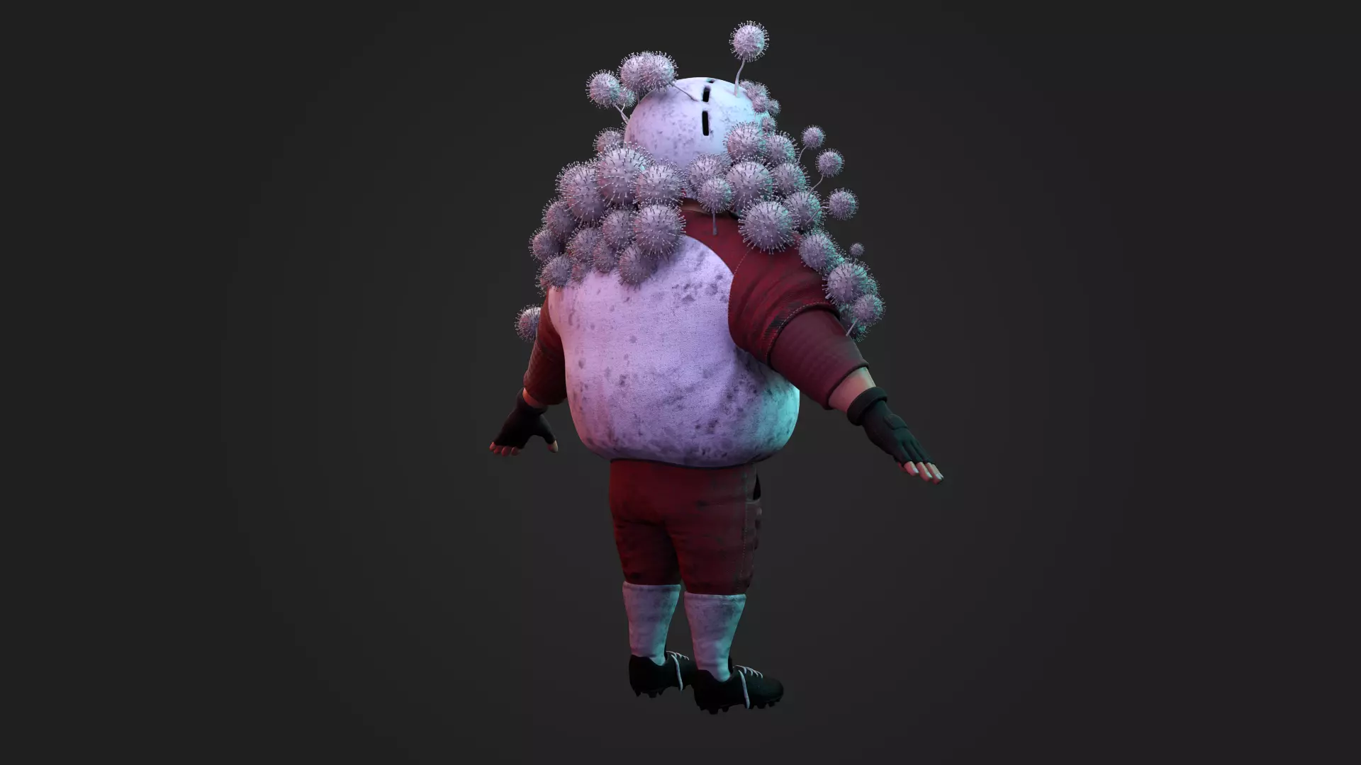 Stylized American Football Player Infected with Virus Rigged 3D 3D model_4