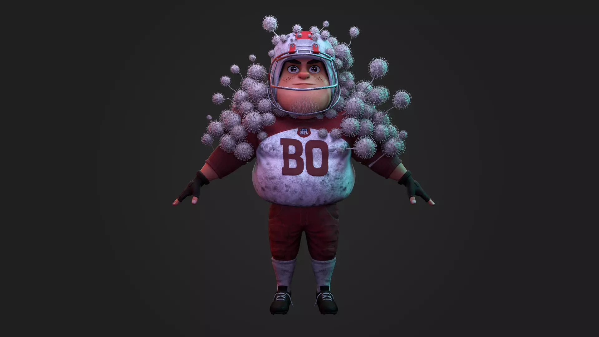 Stylized American Football Player Infected with Virus Rigged 3D 3D model_2