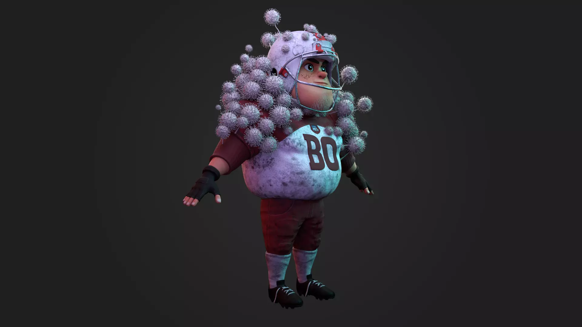 Stylized American Football Player Infected with Virus Rigged 3D 3D model_5