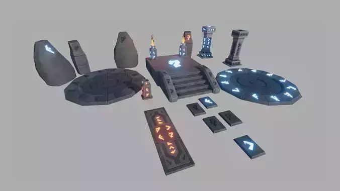 Runic Stones - Game Props Low-poly 3D model