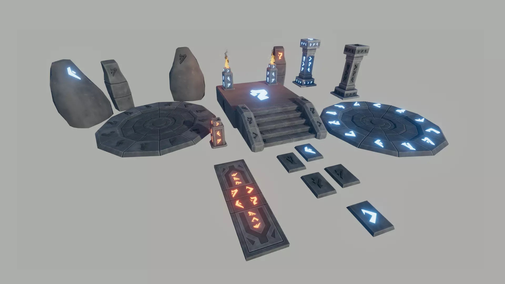 Runic Stones - Game Props Low-poly 3D model
