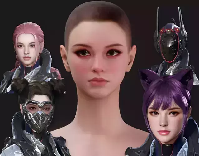 The First Descendant Head Helmets and Hairstyles 3D model