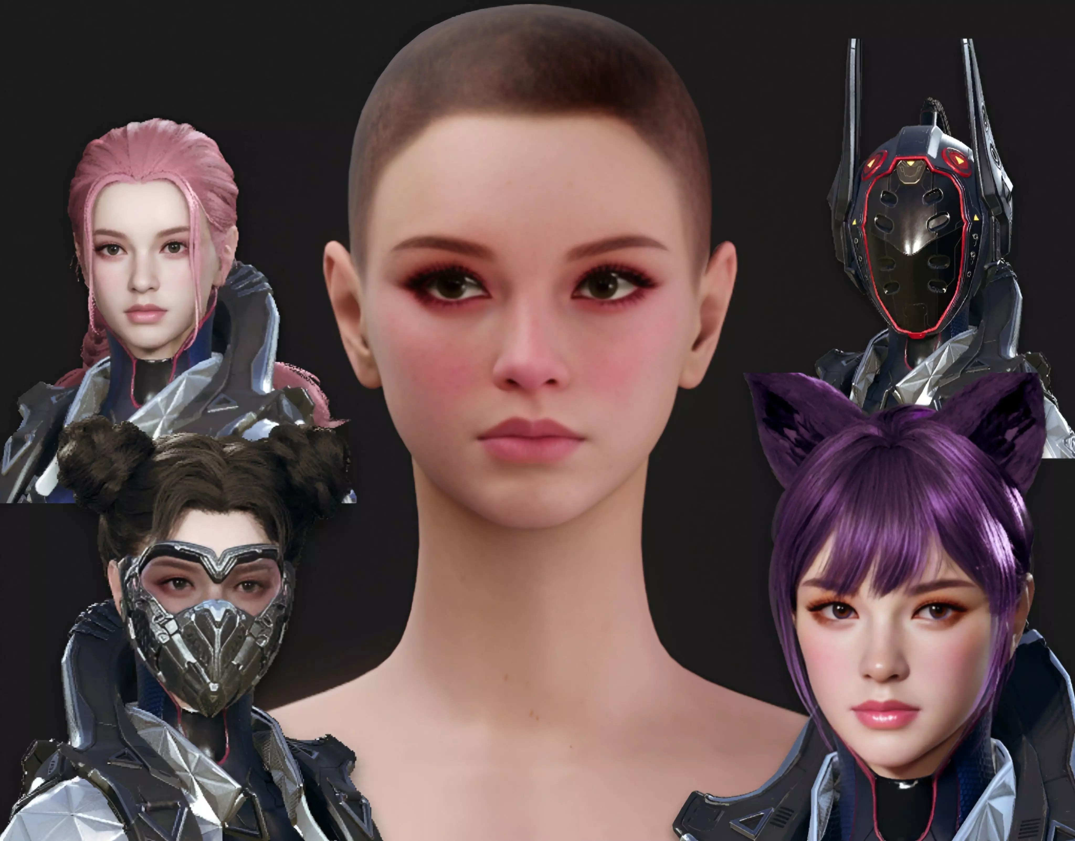 The First Descendant Head Helmets and Hairstyles 3D model_0