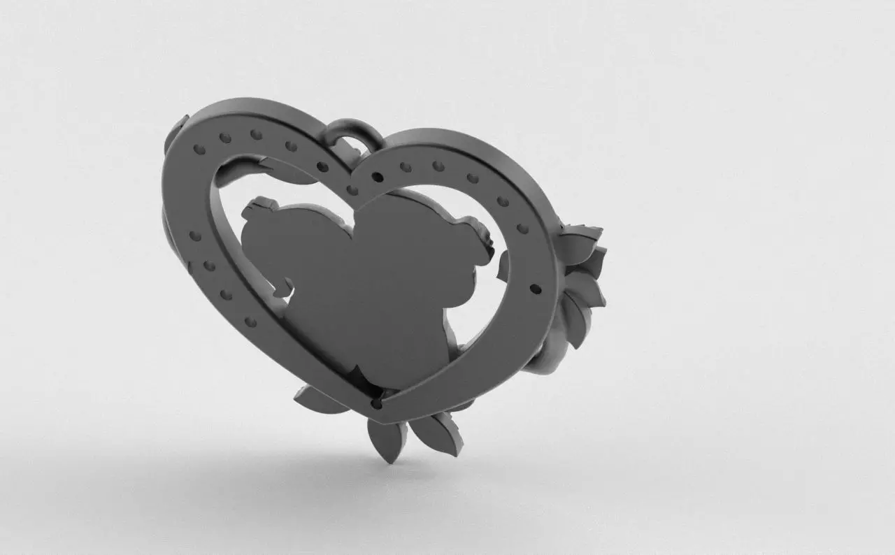 Mother and Daughter Heart Pendant 3D print model_5