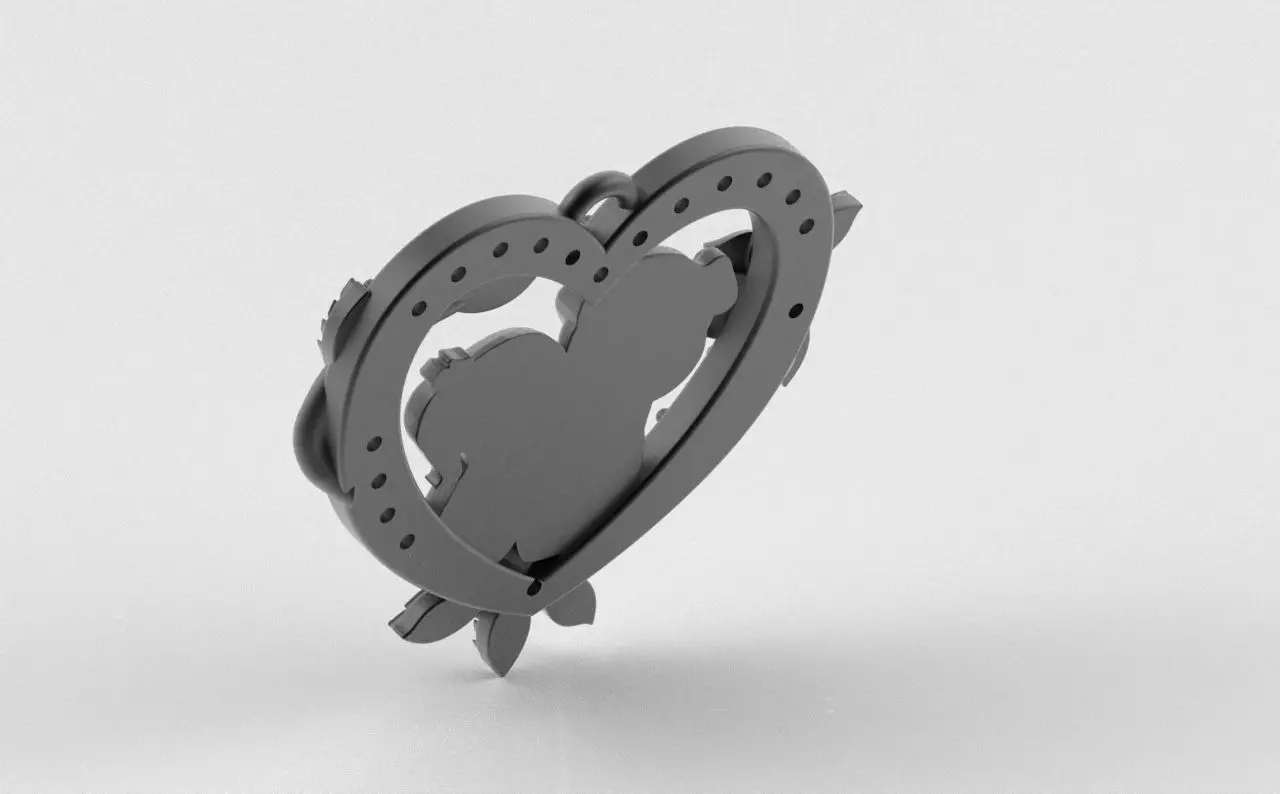 Mother and Daughter Heart Pendant 3D print model_4