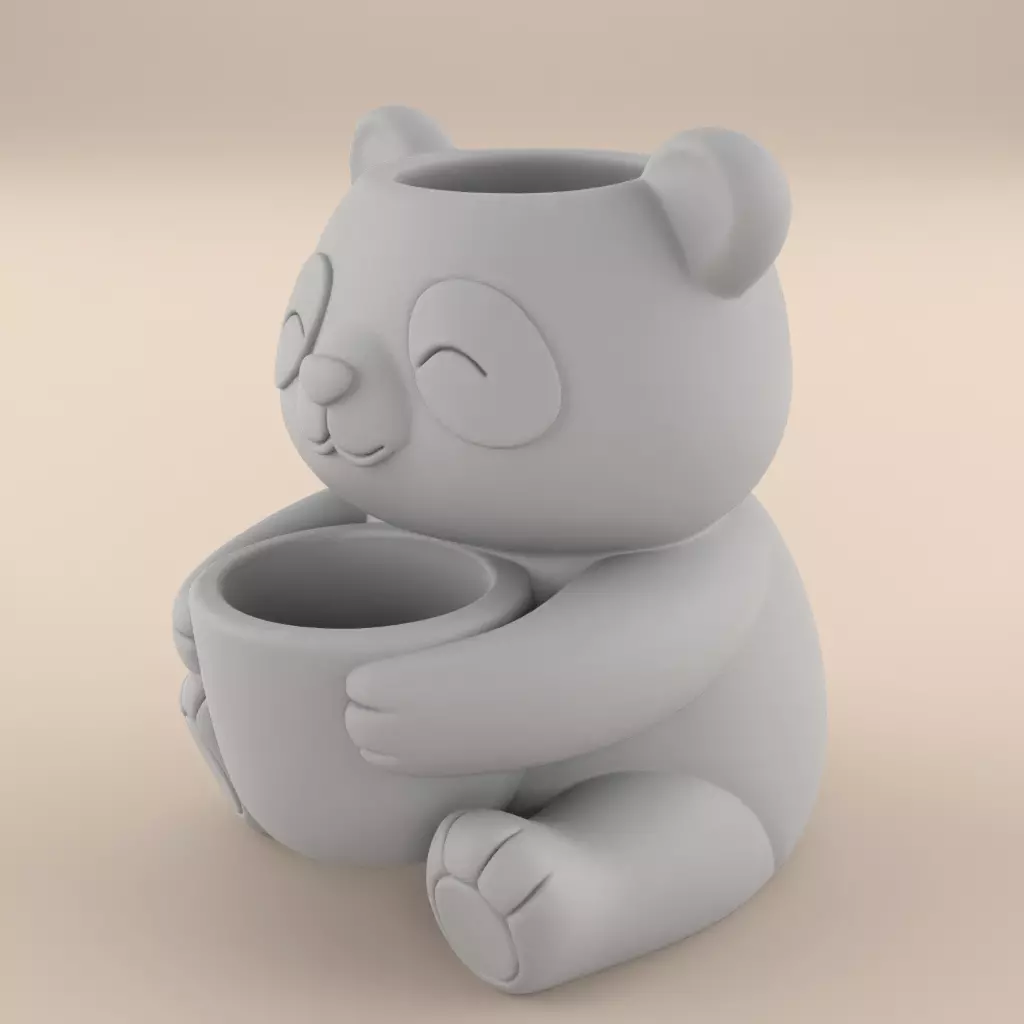 Happy Panda Planter Candy Candle Holder STL 3D print model_4