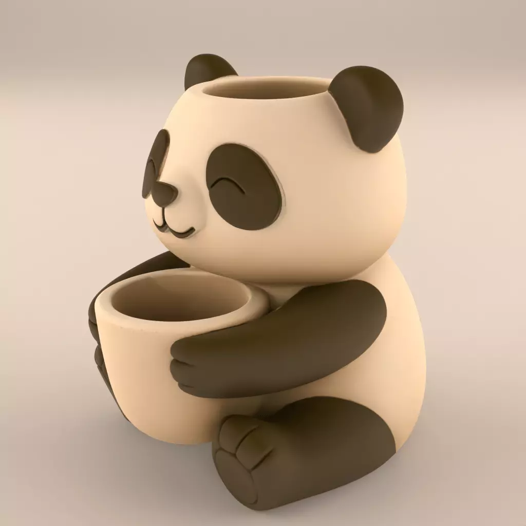 Happy Panda Planter Candy Candle Holder STL 3D print model_1