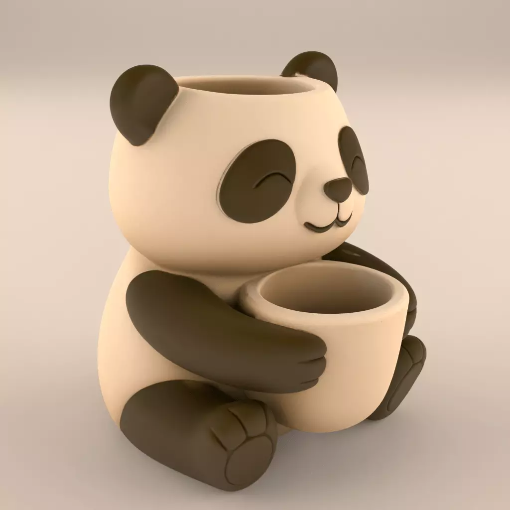 Happy Panda Planter Candy Candle Holder STL 3D print model_2