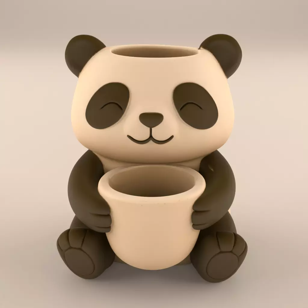 Happy Panda Planter Candy Candle Holder STL 3D print model_0