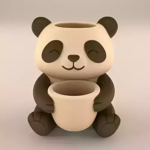 Happy Panda Planter Candy Candle Holder STL