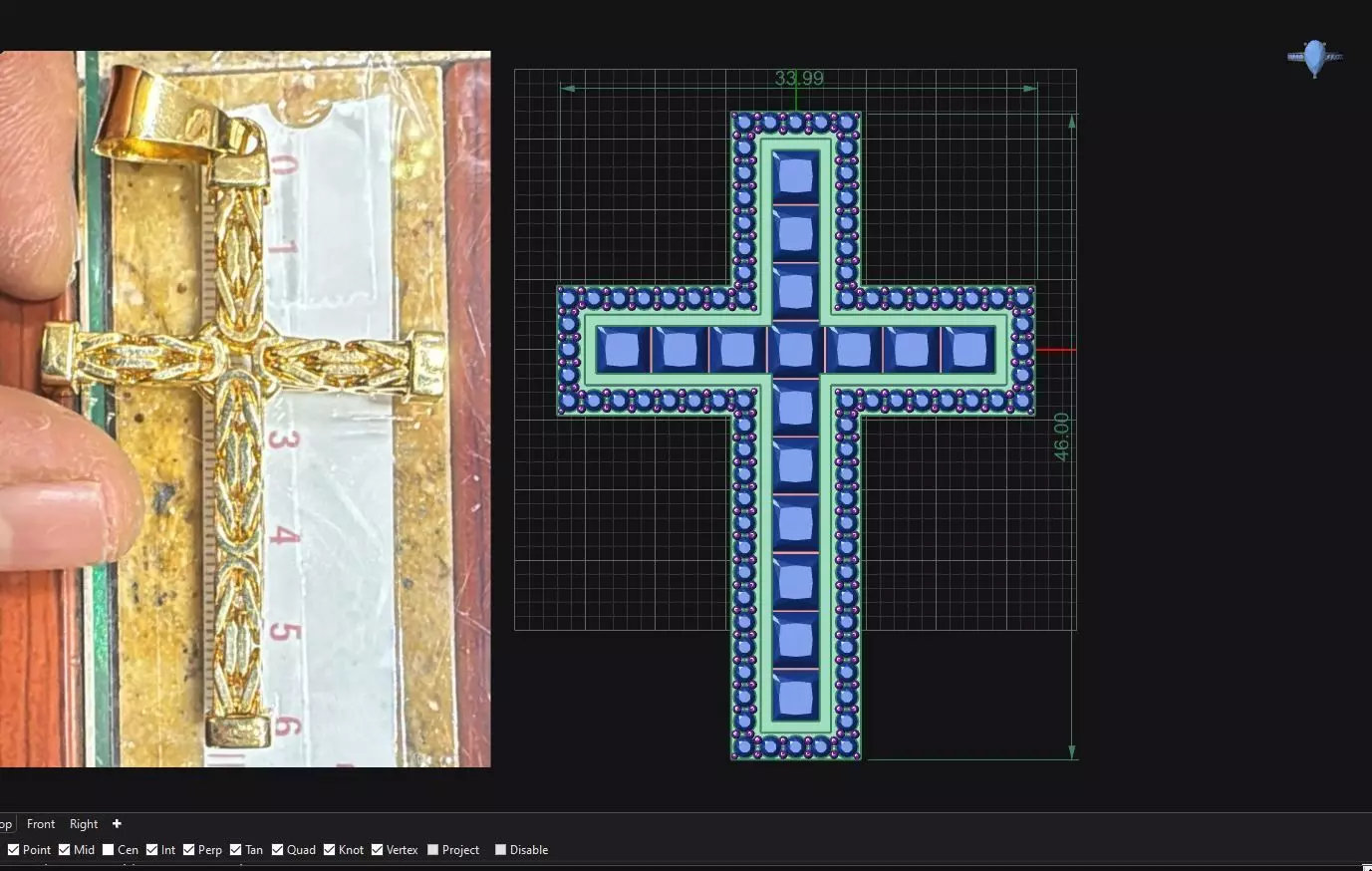  Cross Pendant  Custom Design Stone 3D print model_3