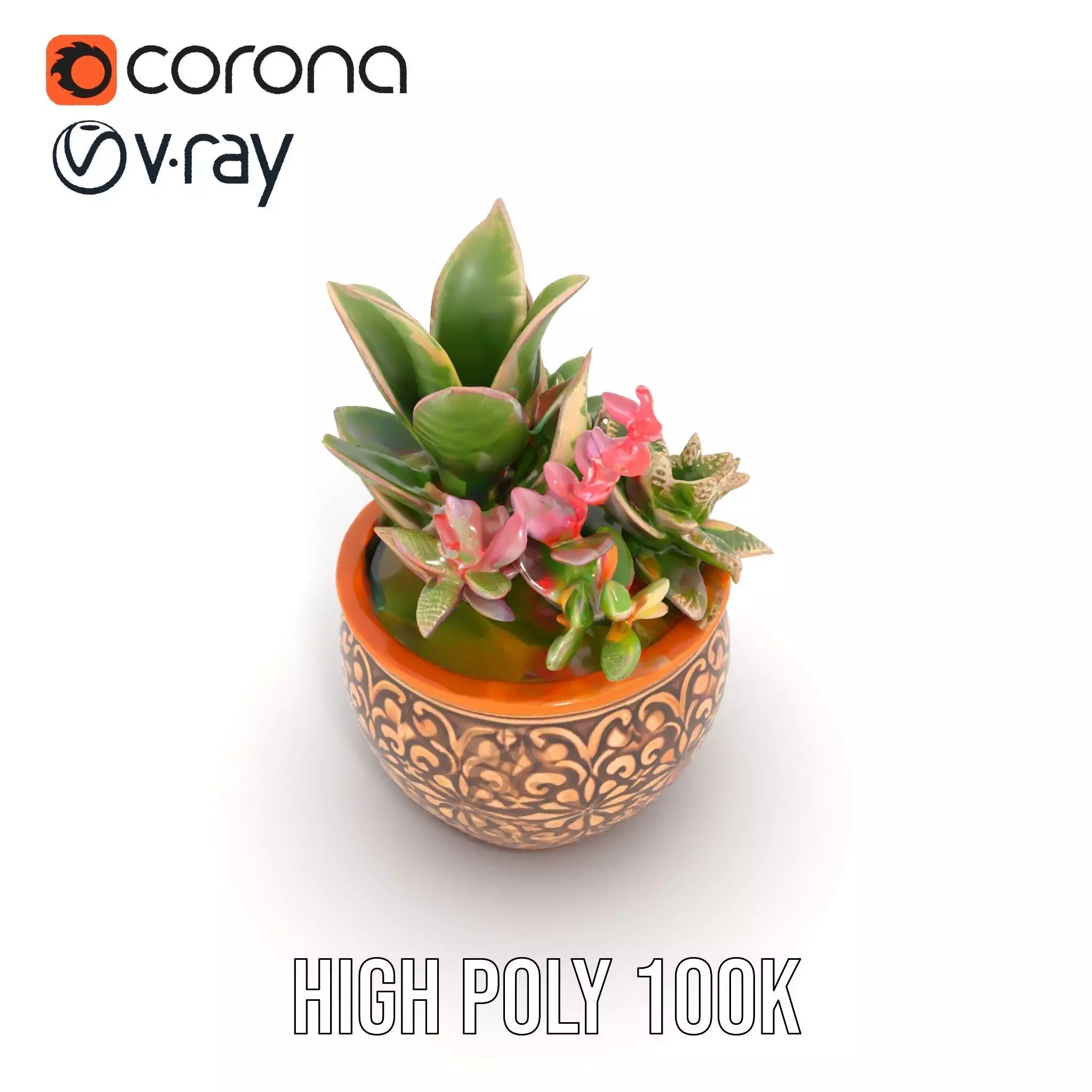 Ornate Terracotta Planter model pack Low-poly 3D model_20