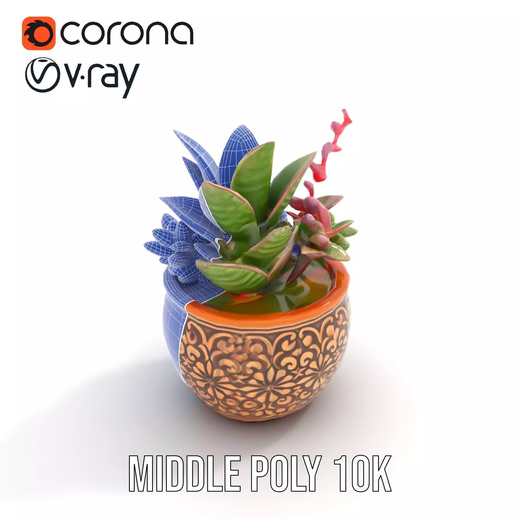 Ornate Terracotta Planter model pack Low-poly 3D model_18