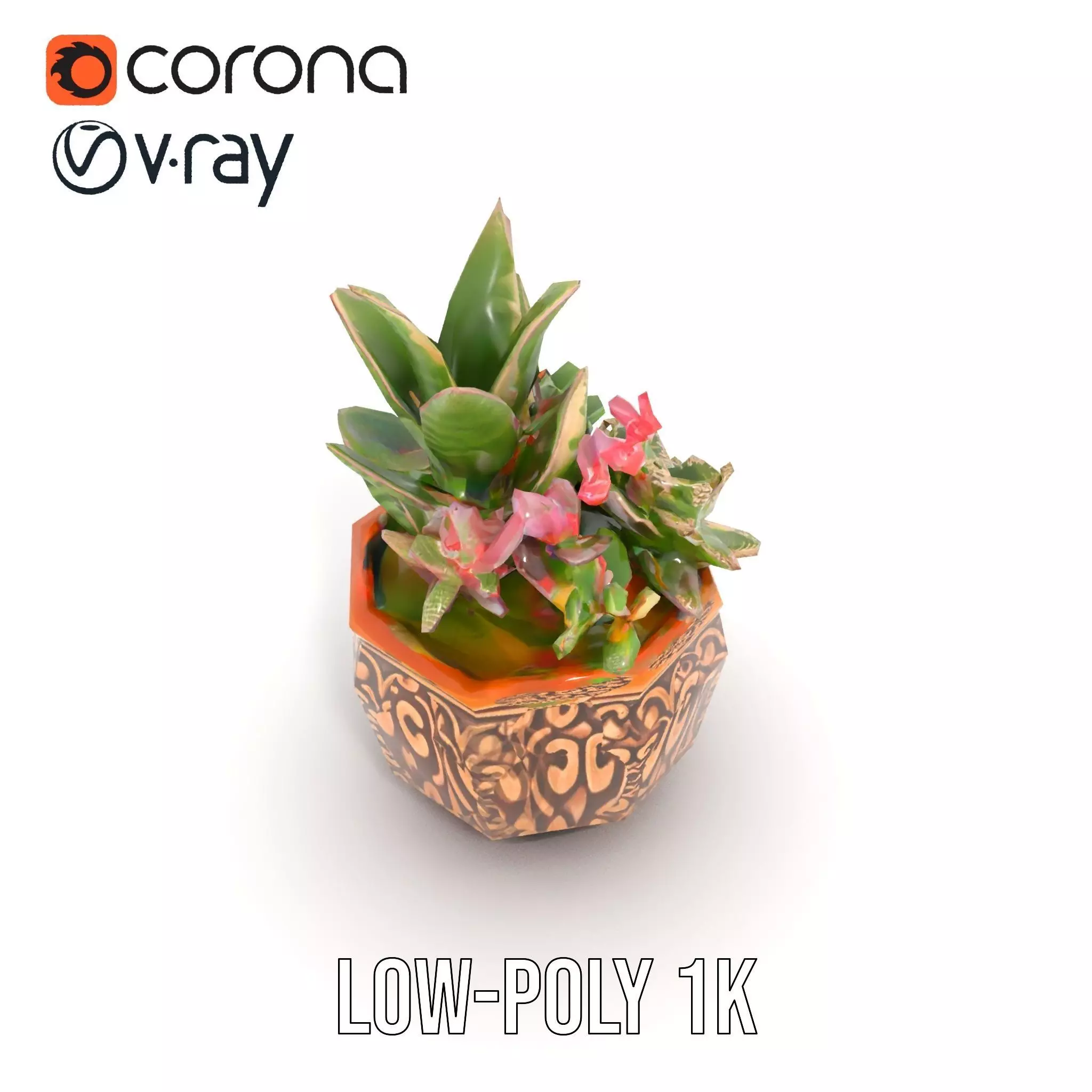 Ornate Terracotta Planter model pack Low-poly 3D model_7