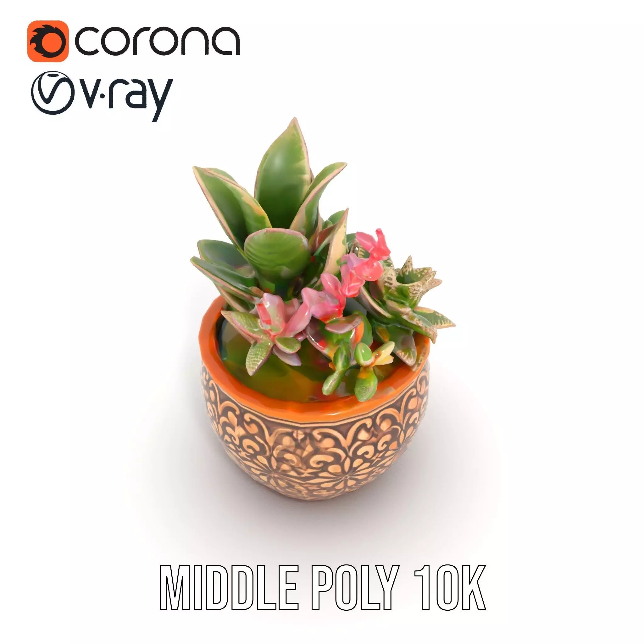 Ornate Terracotta Planter model pack Low-poly 3D model_6