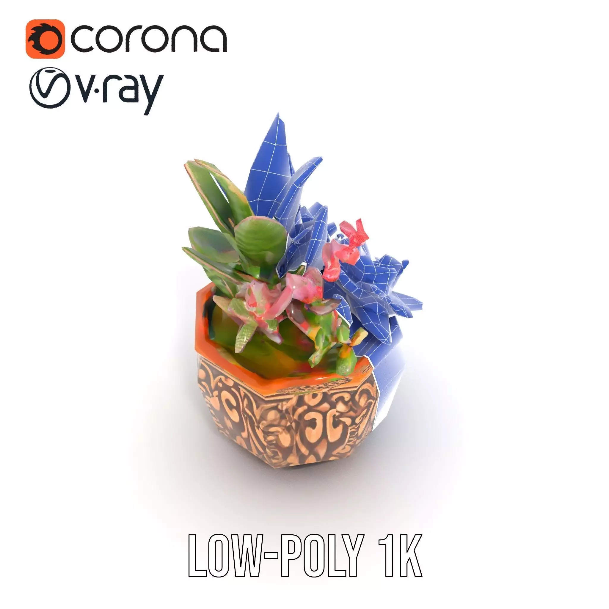 Ornate Terracotta Planter model pack Low-poly 3D model_27