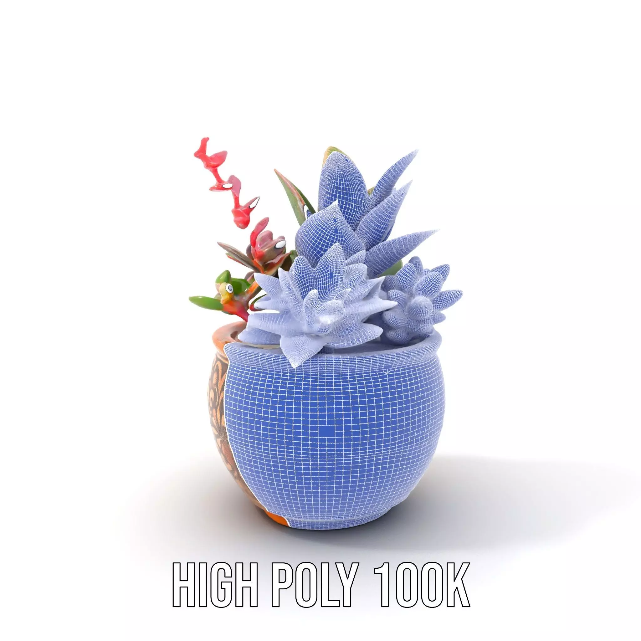 Ornate Terracotta Planter model pack Low-poly 3D model_4