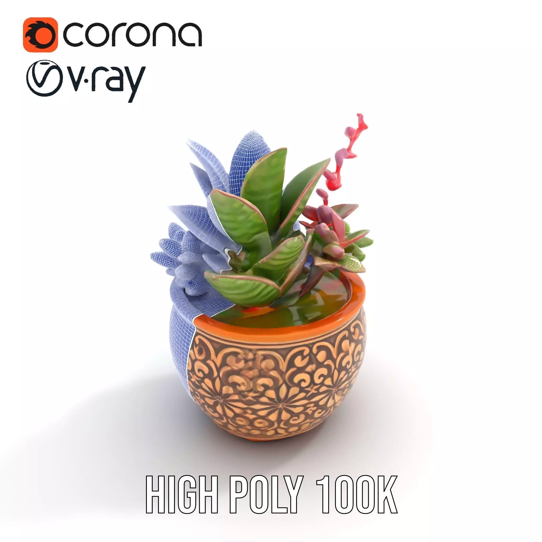 Ornate Terracotta Planter model pack Low-poly 3D model_31